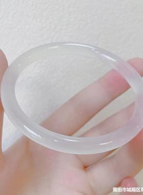 2026白月光玉髓手镯女荔枝冻白色玛瑙镯子高冰细圆条美人镯透亮叮