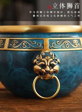 2026狮头黄铜故宫缸家居工艺品黄铜米缸聚宝盆吉祥物中式开业礼品