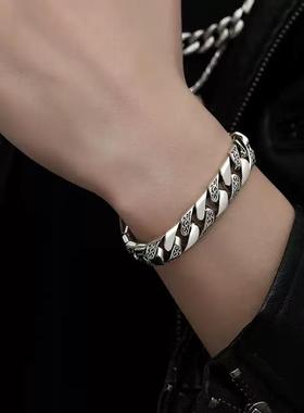 2026翔栩文艺范高级感精工唐草纹朋克手链个性男士复古欧美风嘻哈
