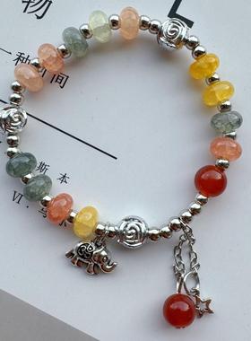 2026新中式琉璃复古小众手串设计算盘珠百搭少女闺蜜吊坠手链手饰