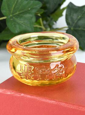 2026高档黄水晶元宝琉璃聚宝盆摆件招财吉祥物家居客厅装饰品开业