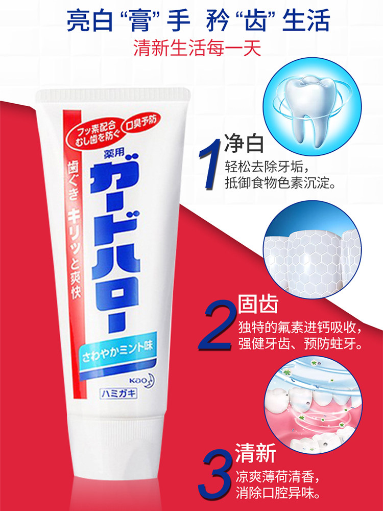 花王大白日本进口防蛀美白清新牙膏 globalgo海外牙膏