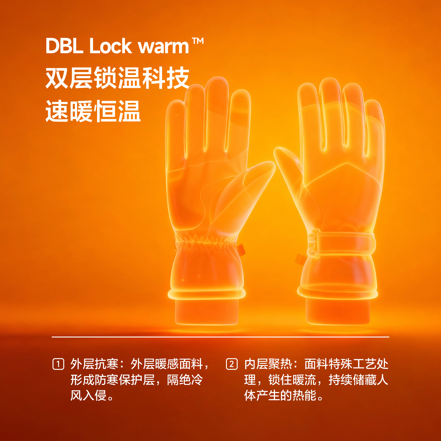 乐动力滑雪手套女冬季2025新款加绒加厚保暖防寒可触屏防风电动车 - 图1