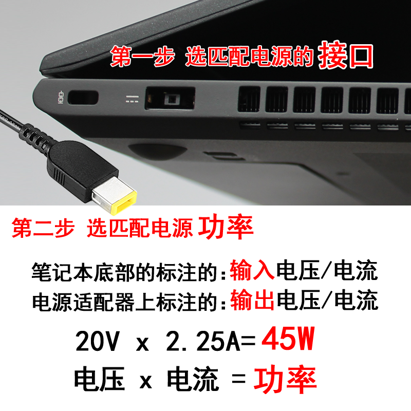 ThinkPad/联想原装方口带针E450 E450c E455 E460 E465 E470c笔记本电脑电源适配器45W充电器20V 2.25A电源线 - 图1