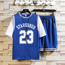 13 teenagers short sleeve basketball suit mens 12-15-year-old junior high school student sports suit 14 grand child leave two jerseys
