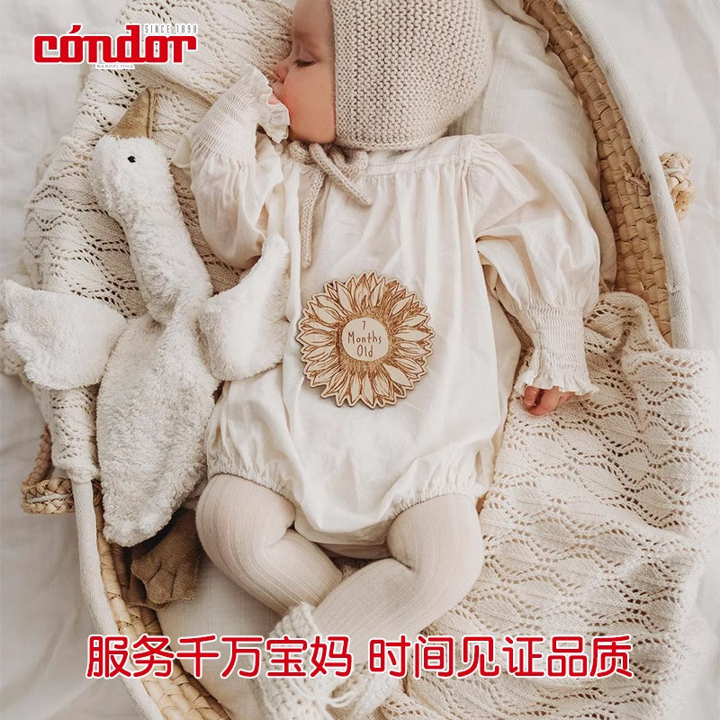 新款西班牙Condor新生婴儿女童宝宝春秋白色儿童打底袜连裤袜现货 - 图0