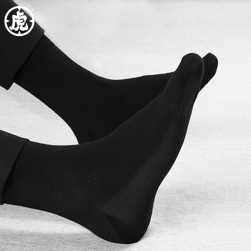 纯黑色薄款长绒棉中筒商务袜皮鞋袜 王老虎短袜/打底袜/丝袜/美腿袜