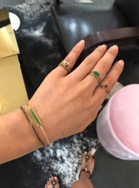 Yi Collection珠宝 18K 绿碧玺长条形手镯手链 轻奢优雅