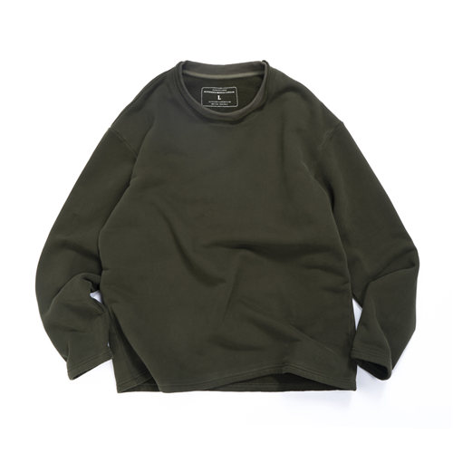 HUNTINGOLD加绒厚圆领长袖秋冬纯色打底衫宽松日系休闲卫衣1533 - 图3