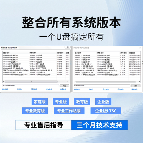 专业系统装机U盘64G全套系统无捆绑Win10/11兼容老电脑一对一安装 - 图0
