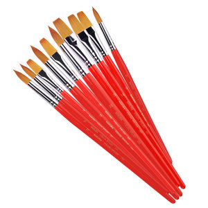 日本Sakura樱花画笔圆头水彩笔平头水粉丙烯画笔PBT尼龙毛水彩画笔油画281/288圆头刷平头刷水粉画笔单支美术