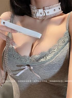 喵：蕾丝项圈女性感脖环颈带链子脖子牵引绳颈圈高级感锁骨情侣链