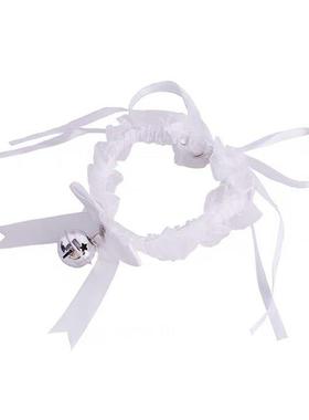 颈环大铃铛脖圈女性感项链配饰可爱三色cos情趣蕾丝项圈女m牵引绳