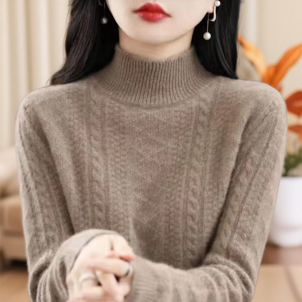 半高领羊绒衫女时尚厚款百搭半高领毛衣内搭宽松女羊毛打底衫,淘宝优惠券,粉丝福利购,淘宝优惠卷