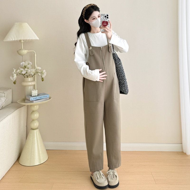 秋冬新款450克加厚星空斜纹毛呢宽松孕妇背带裤+打底衫套装,淘宝优惠券,粉丝福利购,淘宝优惠卷