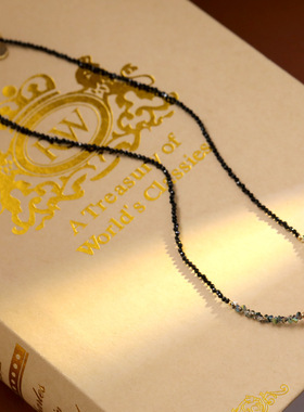 春夏新款黑尖晶石珍珠锁骨项链