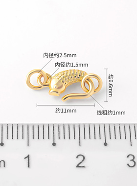 S925纯银鱼形钩扣项链手链扣配件