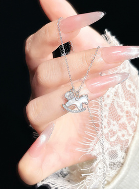 马上有钱纯银小马项链本命年女