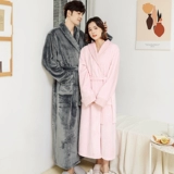 Зимний коралловый бархатный утепленный банный халат для влюбленных, мужская длинная фланелевая демисезонная весенняя пижама