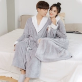 Демисезонный банный халат, коралловая бархатная длинная мужская фланелевая пижама для влюбленных, длина макси, большой размер