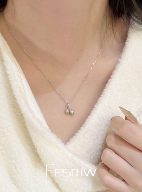 项链女小众设计感锁骨链耳钉套装