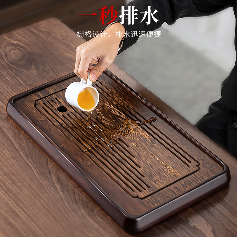 2025新款排水茶台竹制小型干泡台家用茶盘沥水茶托小茶海托盘茶具 - 图2