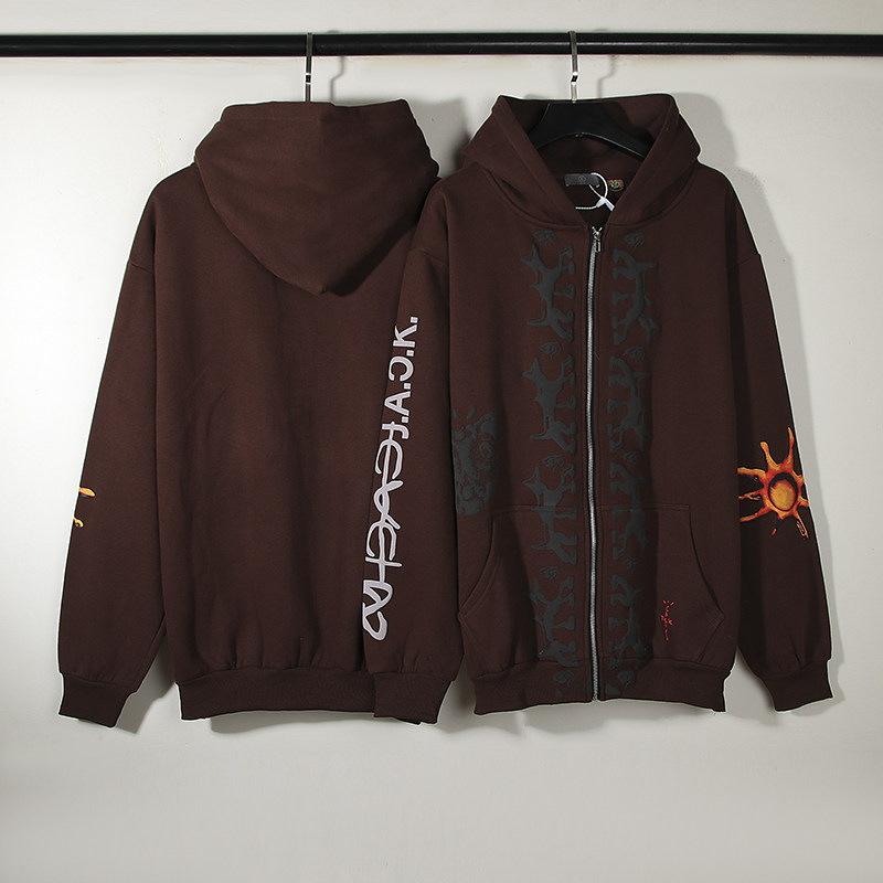 Travis Scott TS Reverse Dog Zip Hoodei小狗印花开衫连帽卫衣男_虎窝淘