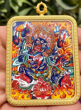 西藏唐卡纯手绘热贡高卡大黑天