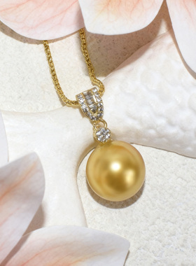 14-15mm南洋金色瓜子款珍珠吊坠DZB202