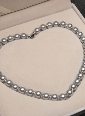 10-11mm灰色元宝扣项链赠手链耳钉TZB605