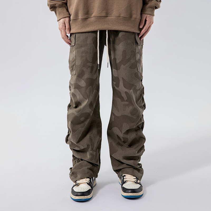 烦恼的Octopusl美式迷彩褶皱工装长裤高街加绒宽松vibe裤子男秋冬,淘宝优惠券,粉丝福利购,淘宝优惠卷