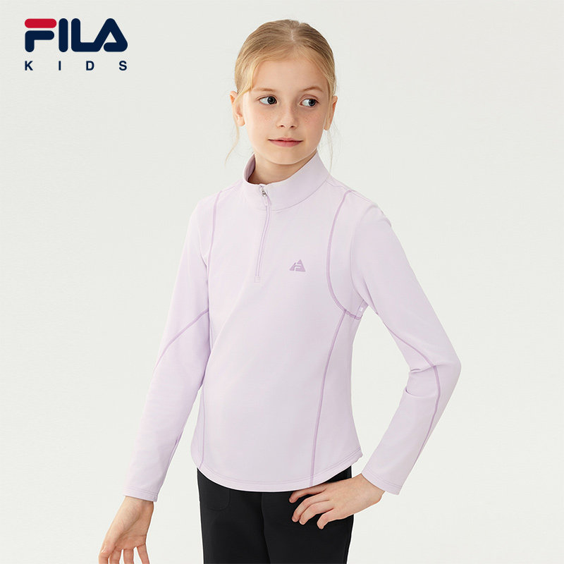 【斐暖功能】FILA斐乐儿童长袖T恤女童2025冬新款中大童运动上衣,淘宝优惠券,粉丝福利购,淘宝优惠卷