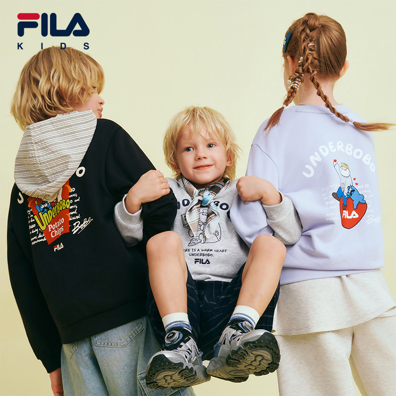 天茶卫衣|FILA斐乐儿童童装卫衣2026秋季新款男女童圆领套头衫 斐乐女童实拍商品图