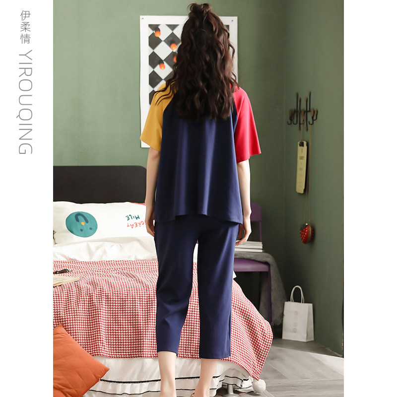 夏季短袖七分裤纯棉日系卡通睡衣 伊柔情睡衣/家居服套装
