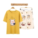 Летняя тонкая хлопковая пижама для влюбленных, милый мультяшный комплект, большой размер