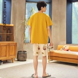 Летняя тонкая хлопковая пижама для влюбленных, милый мультяшный комплект, большой размер