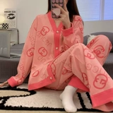 Пижама, осенний хлопковый тонкий летний лонгслив, комплект, коллекция 2022, легкий роскошный стиль, популярно в интернете