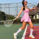 Women's sports quick-drying tennis dress with chest pad