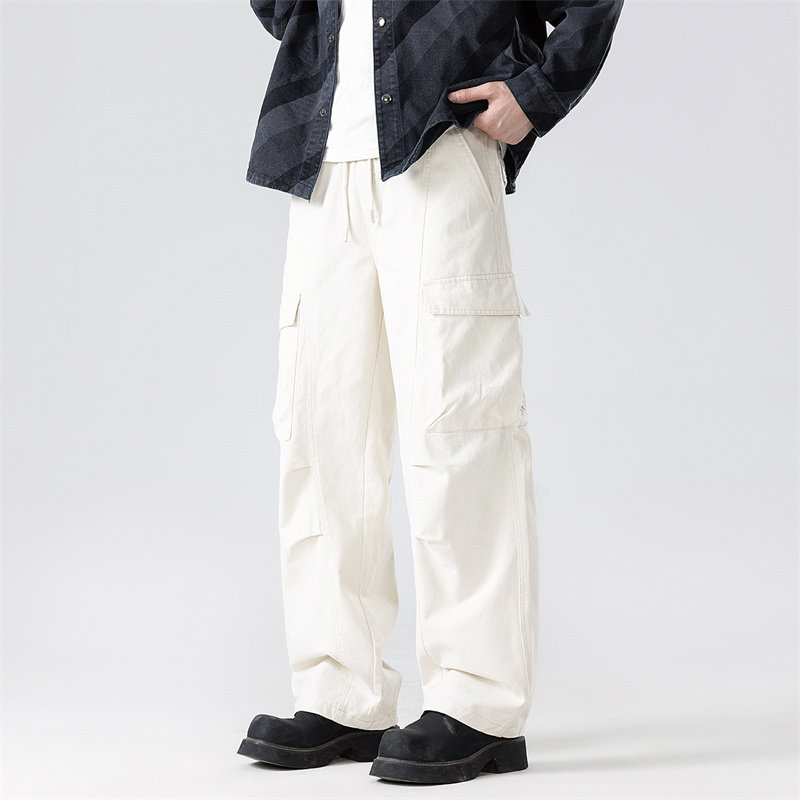 简约百搭美式工装风多口袋休闲裤男宽松直筒长裤军绿色舒适工装裤,淘宝优惠券,粉丝福利购,淘宝优惠卷