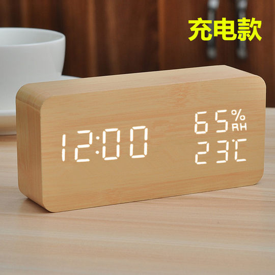Wooden home thermometer and hygrometer indoor time display