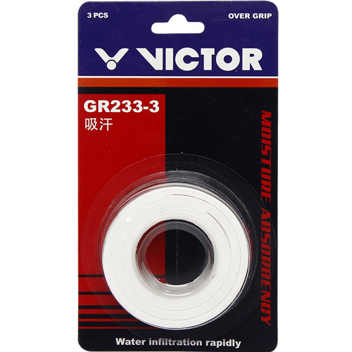 victor胜利羽毛球手胶光面GR233/262吸汗防滑握把胶带孔印花手胶 - 图1