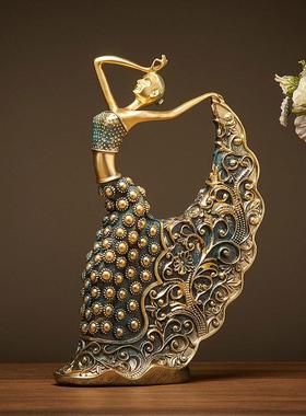 复古舞蹈女孩艺术摆件高端轻奢客厅电视柜酒柜桌面创意工艺品装饰