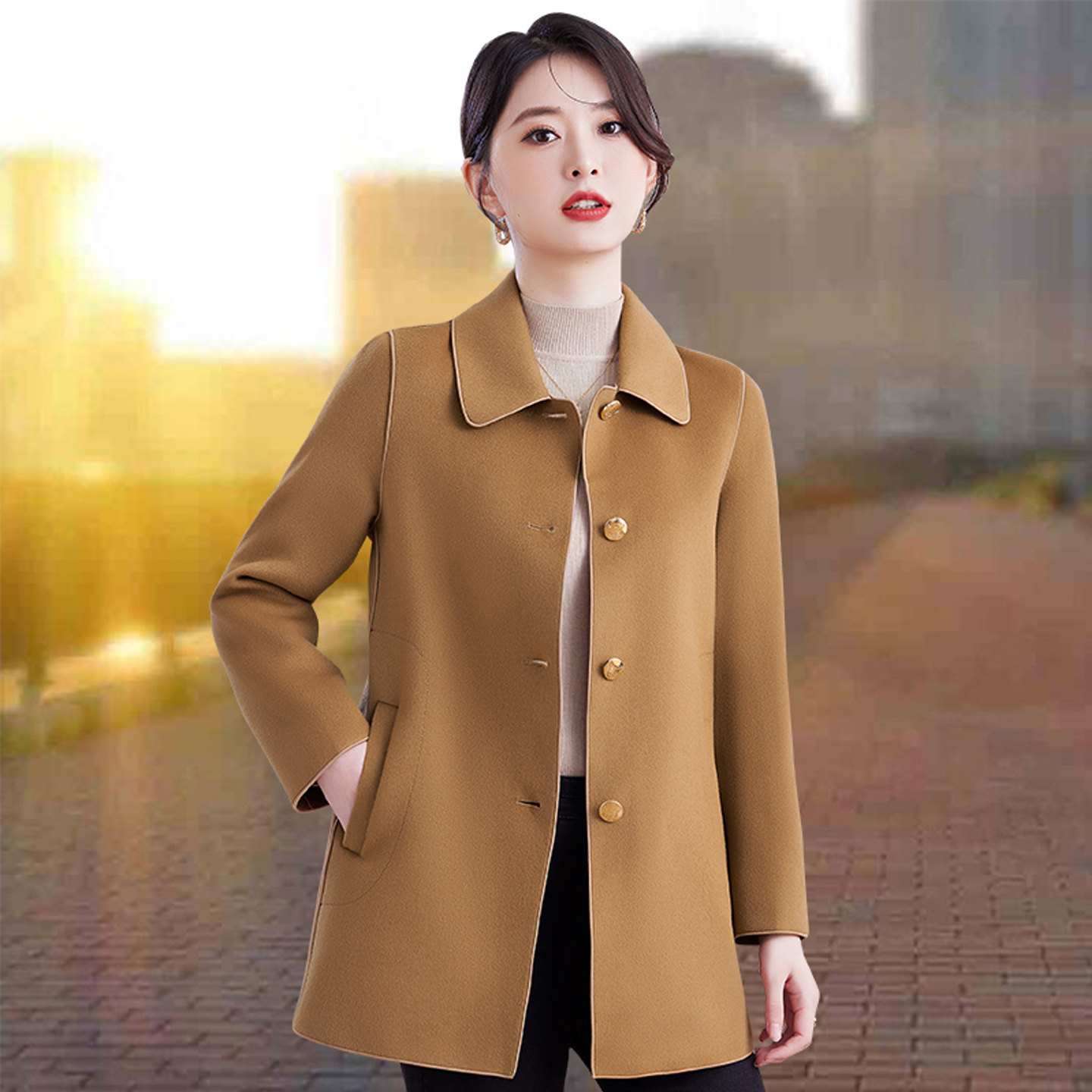 双面羊绒毛呢外套女秋冬新款2025中年妈妈高端中长款羊毛呢子大衣,淘宝优惠券,粉丝福利购,淘宝优惠卷