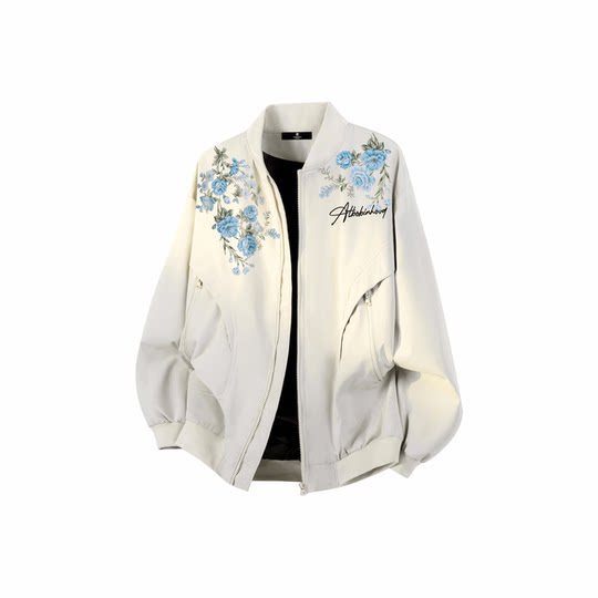 Free try~American floral print bomber jacket