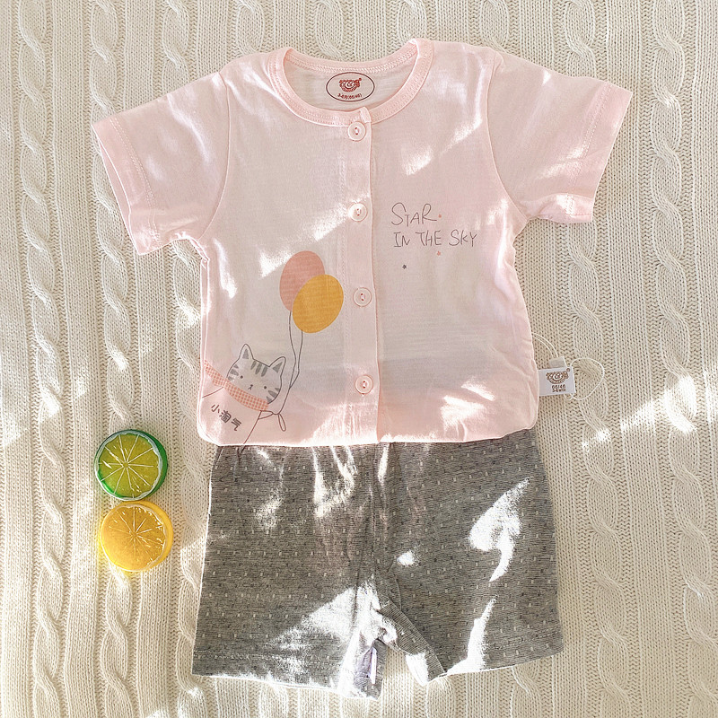 逗逗猴男女宝宝套装夏季新品婴幼儿卡通可爱短袖T恤短裤2件装纯棉,淘宝优惠券,粉丝福利购,淘宝优惠卷