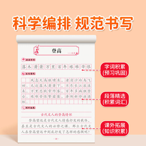 高一高中生语文同步字帖必修上册下册人教版楷书临摹字贴初升高练字帖高中生专用练字帖必背古诗文言文正楷练字帖高考必备每日一练 - 图1