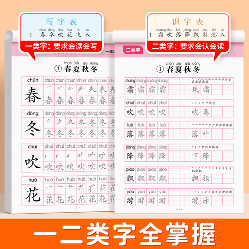 2026新版一年级字帖上册下册练字帖小学生专用人教版课本同步练字语文一二类字硬笔书法笔画笔顺生字组词描红本控笔训练每日一练 - 图1