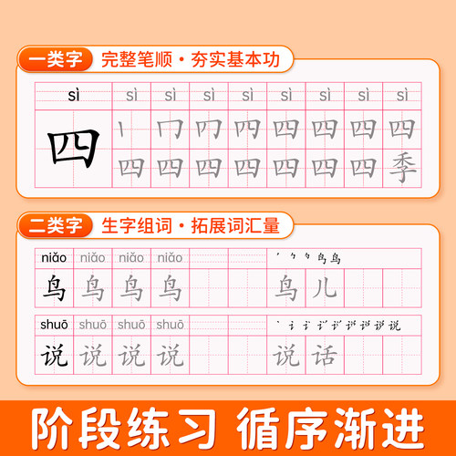 2026新版一年级字帖上册下册练字帖小学生专用人教版课本同步练字语文一二类字硬笔书法笔画笔顺生字组词描红本控笔训练每日一练 - 图2
