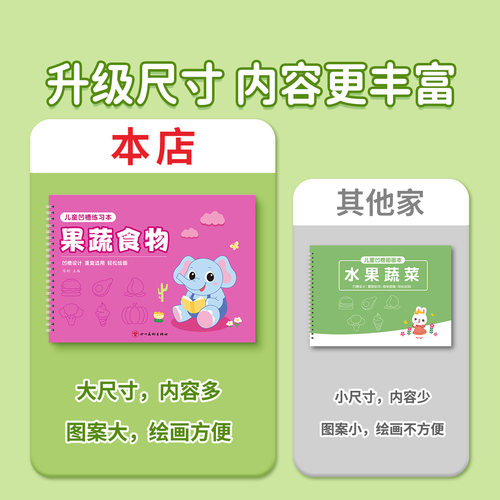 儿童凹槽控笔训练绘画本幼儿园画画本初学者启蒙练习3--8岁儿童字帖学画画练字帖素描临摹画册入门凹槽学前班简笔画线描绘画描绘本 - 图2