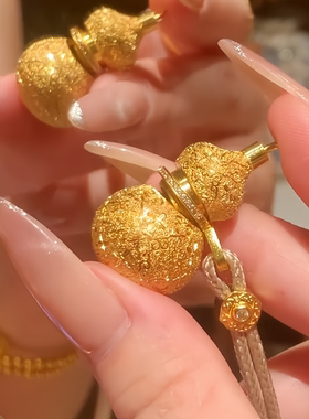 新中式黄金色国潮招财纳福葫芦吊坠项链女轻奢福禄双全毛衣链挂坠